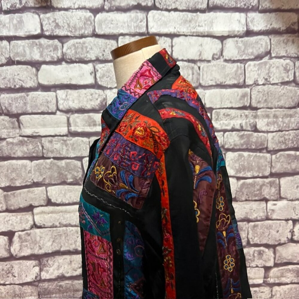 Chico's NWT Black, Purple, Red & Turquoise Button Down Jacket Size XL - Picture 4 of 8